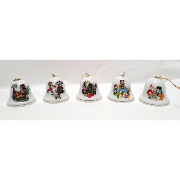 Lot of 14 Vintage Disney Grolier 2" Ceramic Bell Ornaments Mickey Minnie Donald - Picture 3 of 8